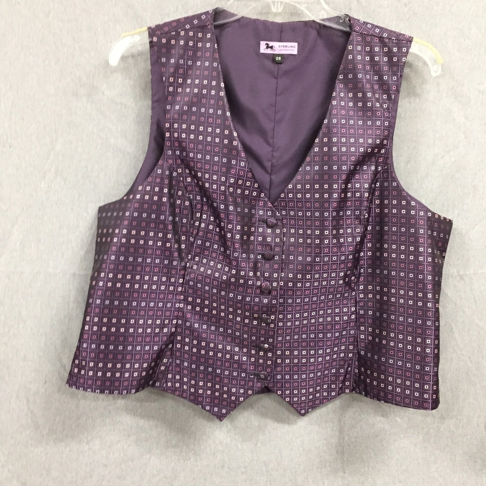RJ Classics Sterling Collection Purple Geometric Equestrian Show Vest Mens 24